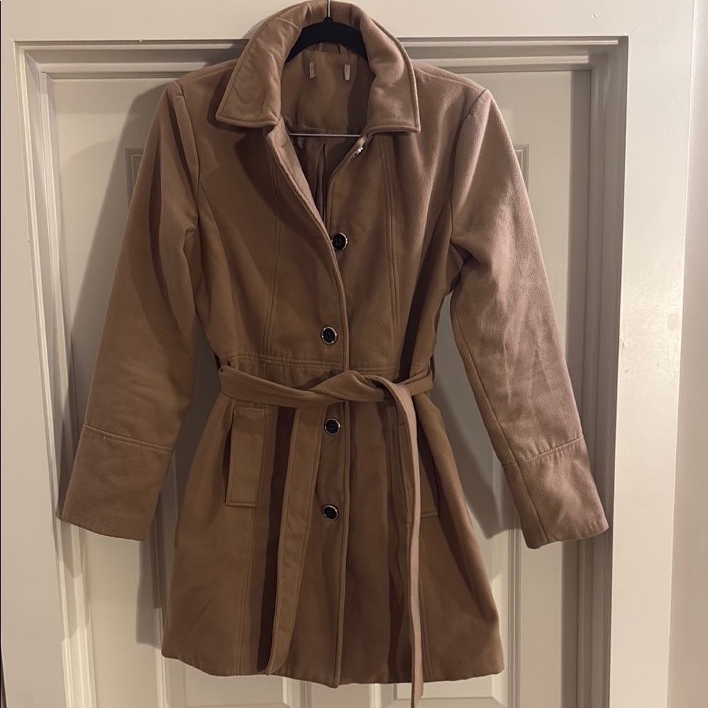 Women's Tan Belted Coat